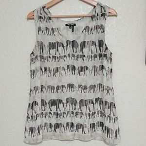 Nic+Zoe sleeveless elephant print top S NWOT